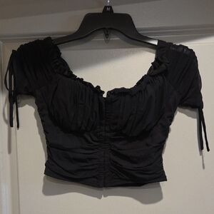 Windsor Black Ruched Crop Top